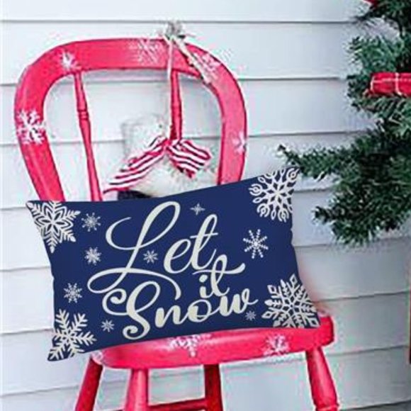 Other - Christmas Pillow Cover Blue Accent Cottage Decor Snowflake Holiday Decorations